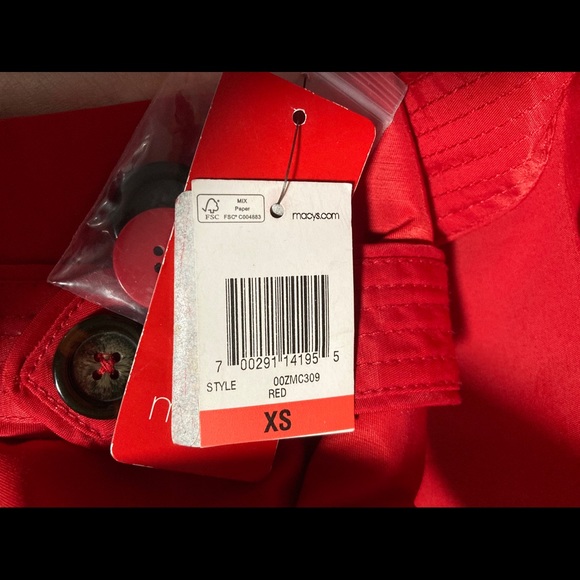 Macy’s INC Red Trench Coat 00ZMC309 - XS - Picture 3 of 10
